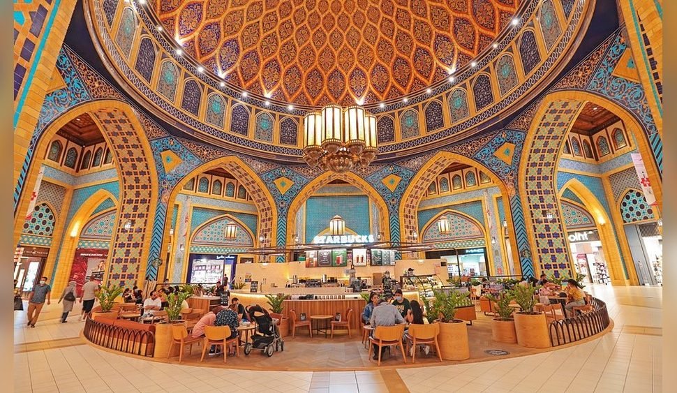 The ornate interior of Ibn Battuta Mall in Dubai