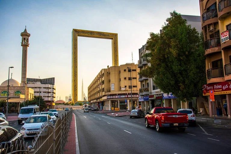 Busy local shopping street in Karama Dubai
