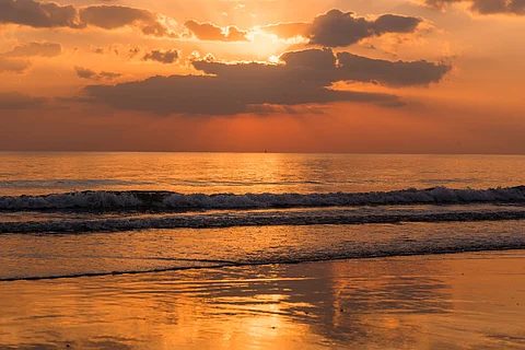 Sunset over Kalba beach on the UAE east coast