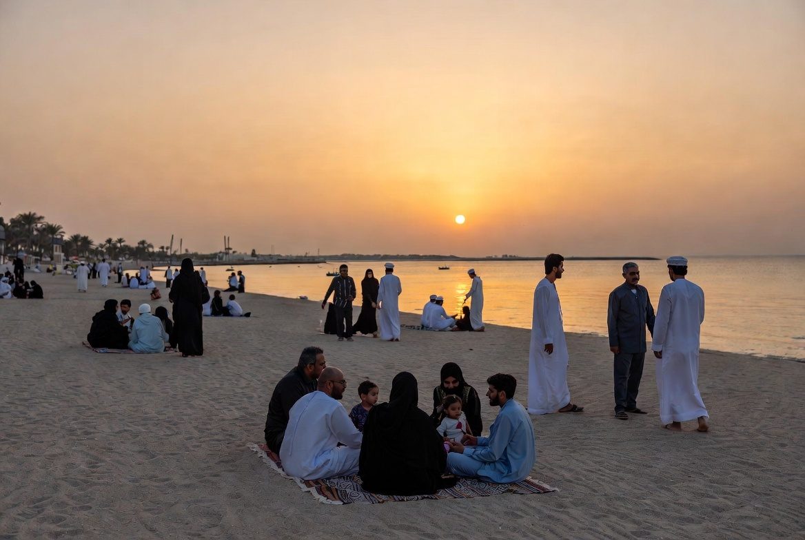 A sunset picnic on a quiet UAE beach