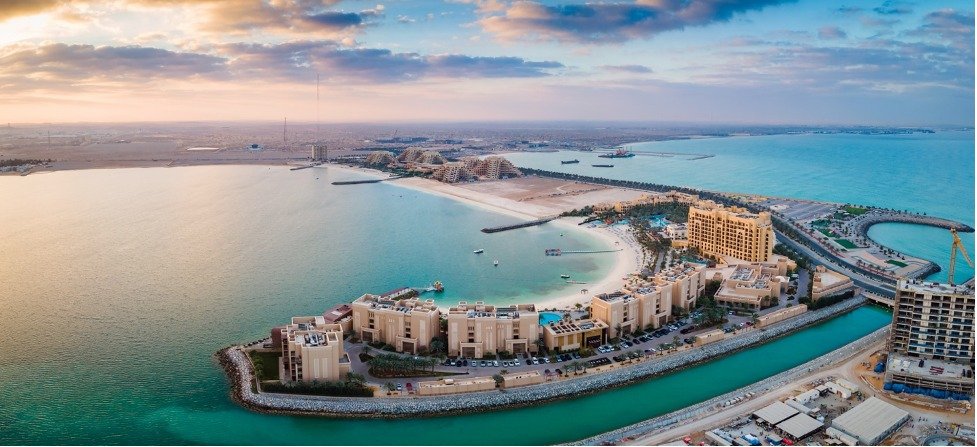 Aerial view of the Ras Al Khaimah coastline and beaches